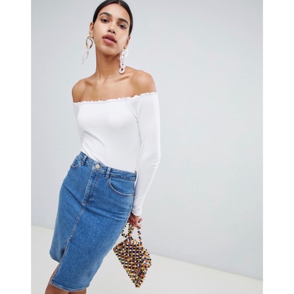 ASOS Tops - Body by ASOS Design Ruffle Off Shoulder Bodysuit